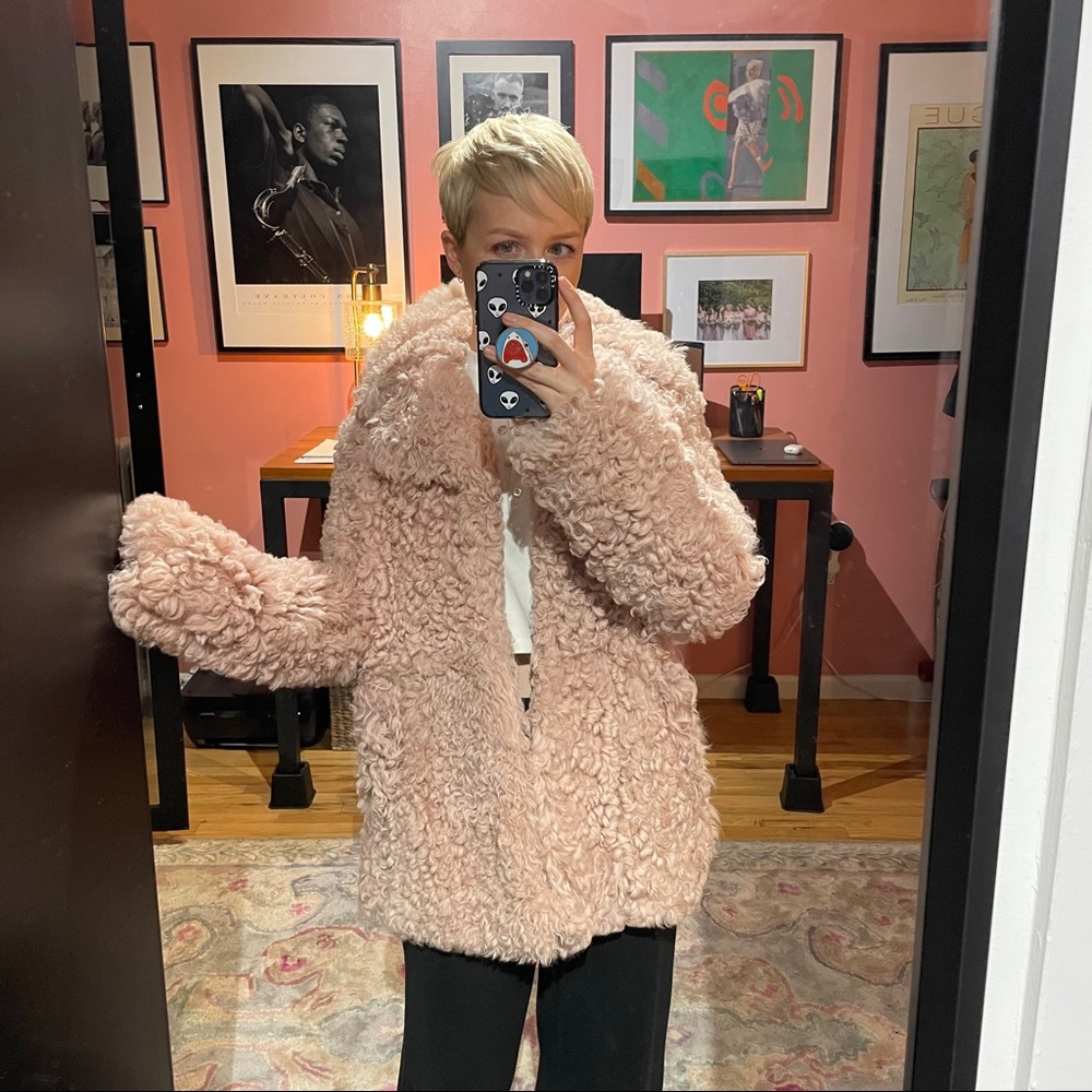 ALC pink lamb shearling coat